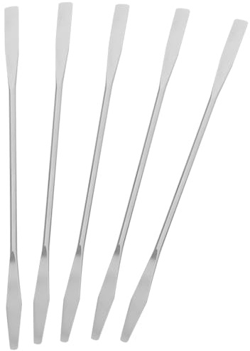 Espátula Cosmética de Acero Inoxidable para Mezclar Pigmentos, 5 Piezas | Mango Largo, Plata, Fácil de Limpiar, Apta para Pintura y Nail Art, para Esmalte y Color