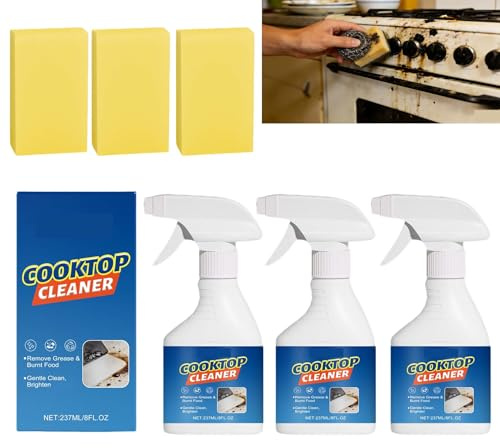 Limpiador de vitrocerámica, inducción y placas eléctricas de alto rendimiento, sin arañazos y no abrasivos, elimina restos de comida, grasa y manchas persistentes, brillo sin rayas (PCS3)