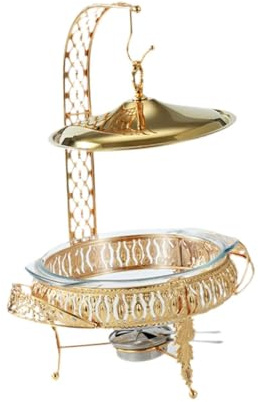 YIXANNX Buffet Serviergerät mit Chafing Dish, ideal für Familienfeiern und Caterings. Aus hochwertigem Material gefertigt, mit Hängedeckel, aus Glas und Metall.