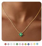ZHESHY Collier Femme Or Pierre de naissance Trefle A 4 Feuilles Chaine
