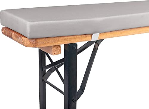 TexDeko® Bierbankauflage gepolstert 220x25x4cm XL für Bierzeltgarnitur Bankauflage waschbar mit Reißverschluss zum selber aufziehen (Grau)