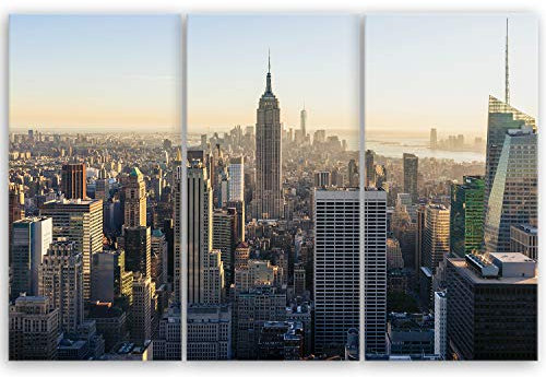 ge Bildet Bild auf Leinwand | New York City Skyline L in 90x60 cm mehrteilig als Wandbild | Wand-deko Dekoration Wohnung modern Bilder | 2283II