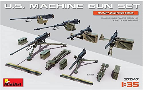 MiniArt 37047 1:35 US Maschinengewehr Set (6)-originalgetreue Nachbildung, Modellbau, Plastik Bausatz, Basteln, Hobby, Kleben, Modellbausatz, Zusammenbauen, unlackiert