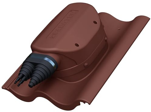 Wasserdichter PV Solardurchgang für Braas - Harzer – RAL 3009 Kastanienrot | für Nelskamp - Sigma Dachziegel, Solar Dachdurchführung, Photovoltaik-Dachdurchgang, wasserdicht, EPDM-Dichtung, 360° drehbar