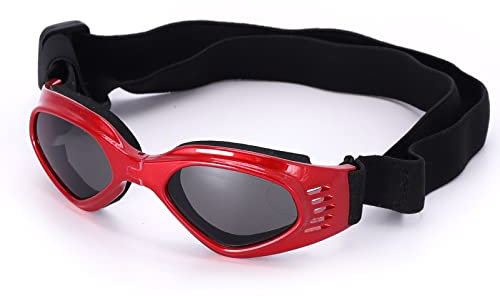 TRIROCK Tinted Dog Goggles and Sunglasses for Small and Medium Breeds, w/Chin Strap - 100% UV Protection, Windproof, Fogproof