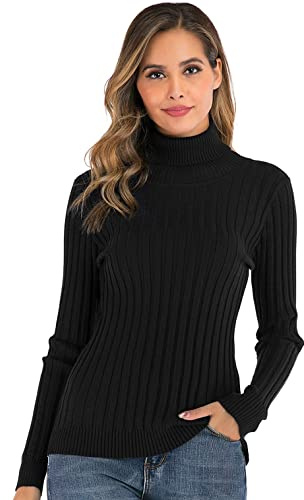 Enjoyoself Womens Turtleneck Sweater Winter Jumper Long Sleeve Pullover Knit Ribbed Sweater Knitwear Tops