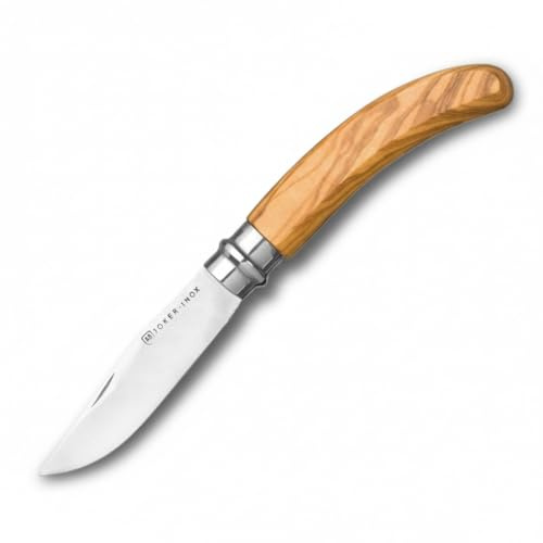 Joker Taschenmesser mit Olivenholzgriff NO21, drehbare Zwinge, Klinge 7,5 cm 420, Angelgerät, Jagd, Camping und Wandern