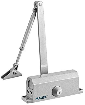 Marie Heavy Duty Door Closer Internal Size 3 Automatic Spring Hydraulic Adjustable Arm Operated with Hold-Opening Function for Commercial & Home, Use for 40-65 KG Door Aluminum Silver