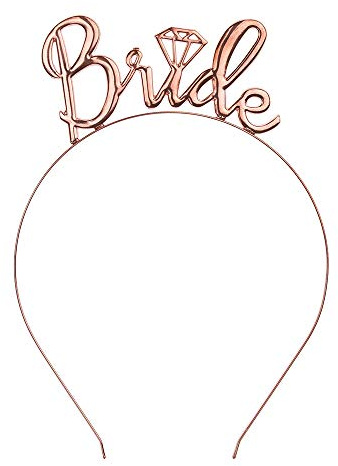 DekoHaus Haarreif Bride Roségold – Metall Haarband mit Schriftzug und Diamant Design, JGA Accessoire für Braut, Hochzeit, Bridal Shower