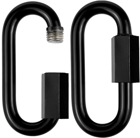 3.5 Inch Stainless Steel Chain Quick Links- 2 Pack 3/8 Locking Carabiners, Chain Hooks, Twist Key Ring Screw Chain Link, 2000 Lbs Capacity, Black