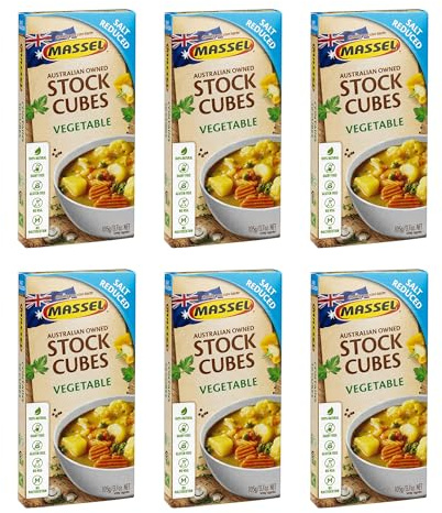 Massel, Cubetti di brodo a ridotto contenuto di sale, senza glutine, brodo vegetale - 105 g, confezione da 12