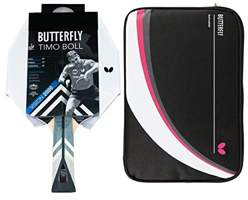 Butterfly® Timo Boll Vision 2000 Tischtennisschläger | Tischtennis Racket Bat TT Profi Wettkampfschläger technisch fortgeschrittene Spieler | ITTF zertifizierter Wakaba Belag | Griffform