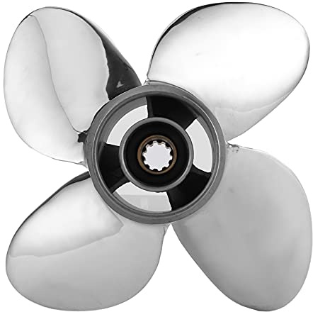 Schrauben für Bootsmotoren, Qiilu 4 Blades Marine Außenborder Propeller 10 Keilzähne Passend für HONDA 25-30 PS 3 Zoll Getriebe