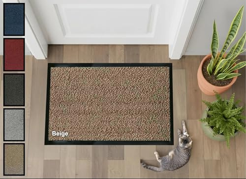 GENERICO Zerbino Asciugapassi Antiscivolo Antinciampo Tessitura Morbida Retro Gommato Varie Misure 100% Made in Italy tappeto asciugapasso (60x90 cm, BEIGE)