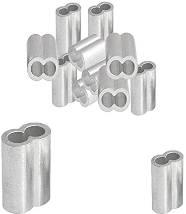 BDHI 200 Stück 1,5 mm 2 mm Aluminium-Crimpschlaufen-Hülsen-Clip-Befestigungen mit Doppellöchern für Drahtseil und Kabel (D28-1)