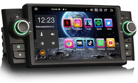 Erisin Android 13 8-Kern 4GB RAM+64GB ROM Bluetooth 5.0 Autoradio Mit GPS Navi für FIAT Punto Linea 7 Zoll Touchscreen Integriertes CarPlay Android Auto DSP Unterstützt DAB+ WiFi 4G FM Radio A2DP SWC