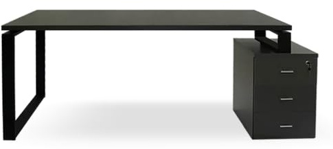 Genérico OFILIKE. Mesa Escritorio con Cajonera Reversible. Estructura Metálica de Marco Cerrado Color Negro (Gris Grafito, 140x60)