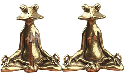 Haowul 2pcs Messing Frosch Weihweihhalter Turm Weihrauch Brenner Censerhalter Gold Mini Meditation Yoga Frosch Statue Figur Tea Haustier Ornamente