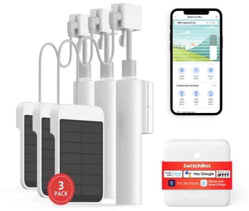 SwitchBot Smart Electric Motorized Blinds Kit - 3Pack with 2.4G WiFi Remote Control, Solar Powered, Compatible with Alexa, Google Home and Siri, Light Sensing Control, Unlimited Group Control