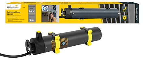 Schellenberg 17049 Raffstore Motor Plus 9 Nm, för utomhuspersienner upp till 9 m² yta, kontroll manuell, via radio eller smart, säker strömanslutning med STAS3-kontaktanslutning, inkl. adapter etc.