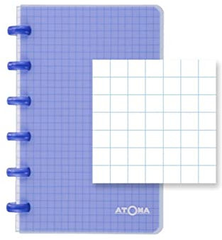 ATOMA Notizbuchsystem - Robust transparent - A6 - blau - Kariert 5 mm