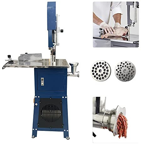 2 in 1 Bone Saw Machine with Meat grinder Stainless Steel Bone Cutting Slicing Machine Commercial Meat Slicer Meat/Steak/Beef/Fish Cutter Slicer (Blue)