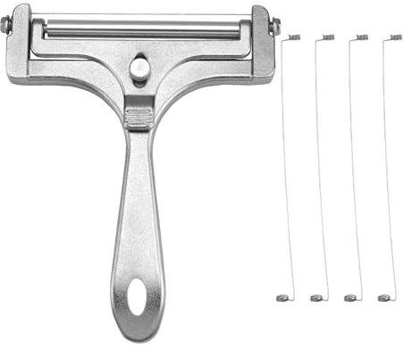 MYLERCT Käsehobel, Käseschneider mit Draht, 4 Ersatzdrähte, Variable Schnittstärke für Weichen Bis Mittelharten Käse Perfekt Geeignet