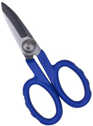 Elfcam® - Kevlar Scissors for Fiber Optics, Super Multi Cutter Made in High Carbon Alloy Steel, Serrated Blade Shear for Gripping Materials, Manufactured by Nusharp