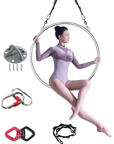 Aerial Hoop Luft-Lyra-Hoop-Set aus Edelstahl, Doppelpunkt-Antennen-Yoga-Ring mit Luftaufhängung, Um 360° Drehbarer Lyra-Hoop für Zuhause/Fitnessstudio/Tanzstudio (Size : 100 cm (39))
