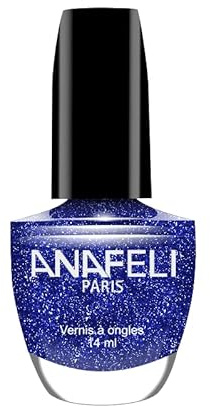 Vernis à Ongles ANAFELI - Bleu Roi Intense n° D10 - Pinceau large pour une application facile