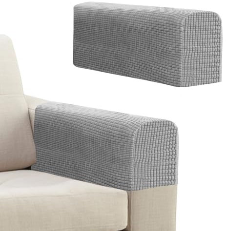 Niuoppy 2Pcs Armchair Covers Protectors Slipcover, Sofa Arm Covers Anti-Slip, Thickened Arm Rest Covers for Sofa, Chair Arm Cover for Sofa Protector Couches Recliner（Light Grey）