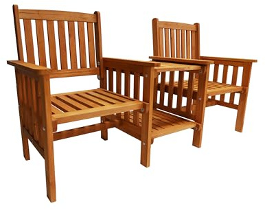 groundlevel.co.uk Hardwood Garden Love Seat Patio Companion Chair Garden Patio Furniture Wooden Chairs Outdoor Living 2 Seater with Table Decking Conservatory with Parasol Option (Love Seat Only)