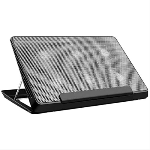 Notebook Laptop Cooling Tray, Notebook Cooling Pad Powerful Slim Quiet Cooler Pad 6 Fans Portable Height Adjustable Dual USB Ports Cooler Stand