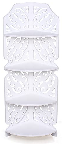 ClearFragrans Scaffale angolare a 4 livelli, da appendere, in piedi, per scale, per soggiorno, camera da letto, cucina, balcone, design industriale, bianco