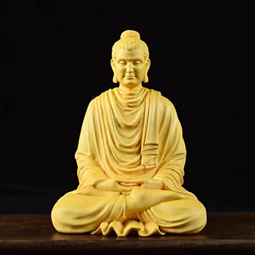 PHLCF Holz Shakyamuni buddhistische Figur Statue Massivholz Handschnitzerei chinesische Buddha Statue Home Living Schlafzimmer