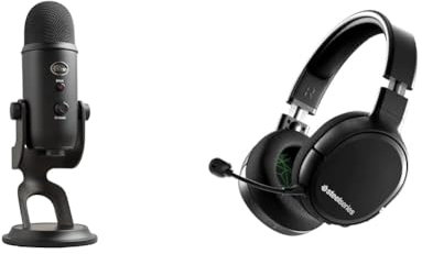 Blue Yeti USB-Mikrofon für Aufnahmen, Streaming, Gaming & SteelSeries Arctis 1 Wireless – Wireless Gaming Headset – USB-C Wireless