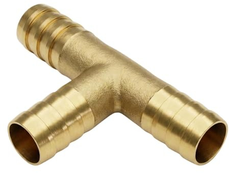 Lumonic I T-Schlauchverbinder I für 9mm (3/8) Schlauch I aus Messing I T-Verbinder I T-Stück I mit Dornenprofil I Druckluft & Wasser I für Werkstätten, Betriebe und Heimwerker
