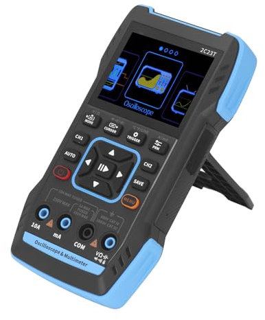 Hand-Oszilloskop-Multimeter, 3-in-1-Zweikanal-LCD-Digitalanzeige-Oszilloskop-Signalgenerator mit 10-facher Sonde, 50 MSa/s Abtastrate, Spannung, Strom, Kondensator, Widerstand