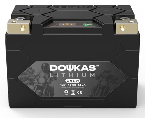 DOUKAS DKL14 YTX14-BS 550A LiFePO4 Motorcycle Lithium Battery, 12V 4Ah Powersports Battery, Compatible Jet Ski, ATV, Lawn Mower, Scooter, Generator Battery, Snowmobile