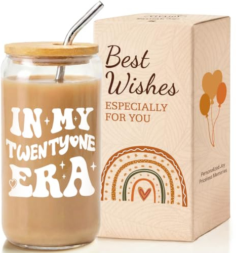 VivaJoy 21st Birthday Gift for Her, Happy 21st Birthday Cup for Women, Coke Cup, Personalized and Creative Travel Mug, Perfect Pampering Gift for Your 21-Year-Old Best Friend, Sister or Girlfriend