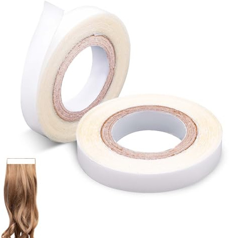 2 Rolls Hair Extension Tape, 9.84 Feet Hair Toupee Weft Replacement Tape Tabs Double Sided Tape for Hair Extensions Adhesive Hair Wig Tape Beauty Hairstyling Tools (White)