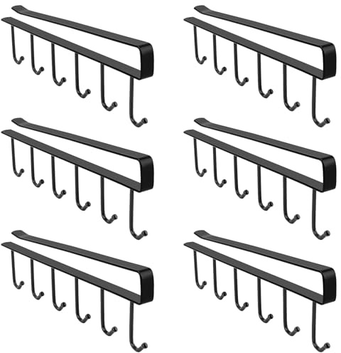 MAKTSAM 6 PCS 6 Hooks Cup Holder Under Cabinet, Coffee Mug Holder with S Hooks, Multi-Function Undershelf Mug Storage for Kitchen Cabinets, Wardrobes