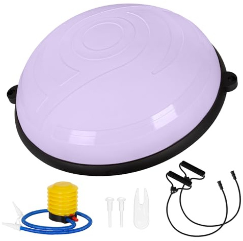 Leogreen Balanceball 58 cm für Yoga mit Bändern und Luftpumpe | Halbkugel-Fitnessball, aufblasbare Trainingsplatte für Gymnastik, Maximallast 200 kg