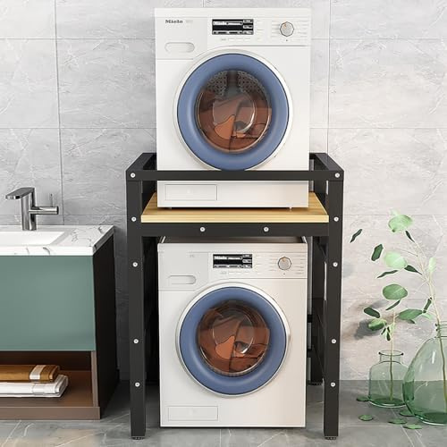 Soporte Lavadora Secadora,Armario Lavadora Secadora,Estanteria Lavadora,Armario Para Lavadora De Tambor,Mueble Lavadora Secadora Exterior,Mueble Encima Lavadora,Para Baño, Cocina(Black/Brown)