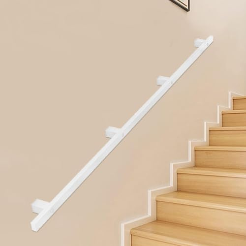 Lanmmraifc Corrimano per Scale in Metallo Bianco per Scale da 1, 2, 3, 4, 5 e 6 Metri, corrimano Moderno per Scale in Ferro zincato per Montaggio a Parete per Interni ed Esterni(60cm)