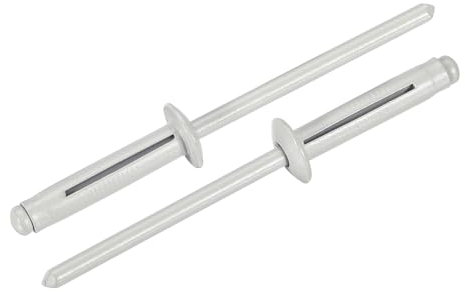 sourcing map 50 Stück 5/32 x 3/4 Zoll Aluminium Rundkopf Tri Grip Nieten Sortiment Birnen-Stil Nieten für Heimwerker, Blech, Autoreparaturen, Möbel, Marine Boot (Grau)