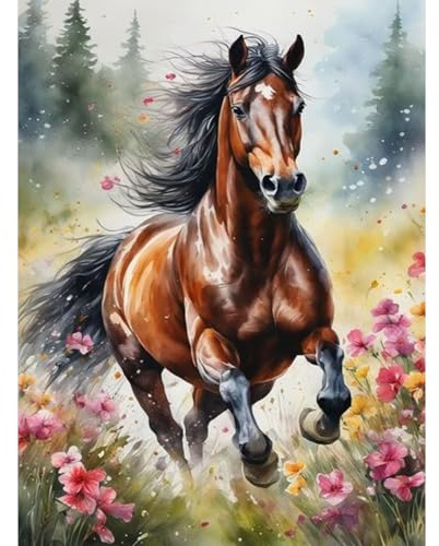 RICUVED Pferd Diamond Painting,5D Diamant Painting Bilder Erwachsene Diamond Painting Kinder, Full Drill Tiere Diamond Art Diamant Malerei Bilder für Home Dekor 30x40cm