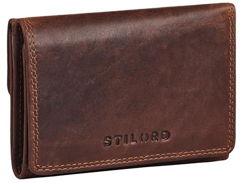 STILORD 'Olive' Echtleder Geldbörse Damen Mittelgroß Leder Portemonnaie - Freuen Brieftasche mit RFID Schutz - Trifold Damengeldbörse mit Münzfach in edler Geschenkbox, Farbe:Kara - Cognac