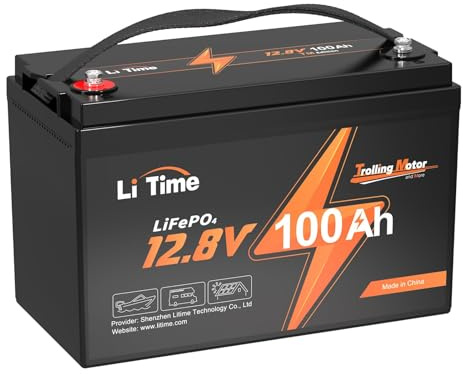 LiTime LiFePO4 12V 100Ah Trolling-Motoren Lithium Batterie mit Tieftemperaturschutz, Deep Cycle Batterie 4000-15000 Zyklen für Trolling-Motoren, Wohnmobile, Solaranlagen, Boote, Marine