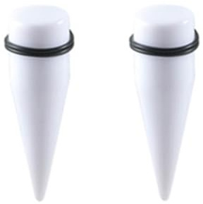 Lirzxin Flesh Tunnel Dilatatorer 10 mm, 2 st Dilator Akryl Tunnel Solid Enstaka Kon Utblåst Piercing Dilator Örhängen Vit 10 mm, 16mm, Akryl, Ingen sten